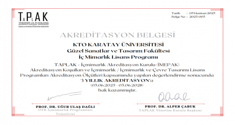 İç Mimarlık Bölümü Akreditasyon Belgesi