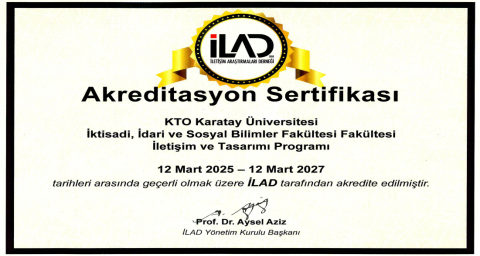 İletişim ve Tasarımı Bölümü Akreditasyon Belgesi