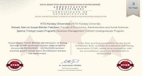 İşletme Bölümü Akreditasyon Belgesi