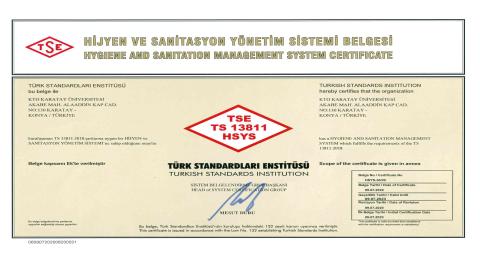 ISO 13811 Hygiene and Sanitation Management System Certificate