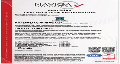 ISO 27001:2013 Bilgi Güvenliği Yönetim Sistemi Belgesi