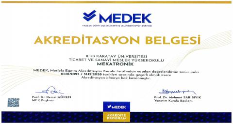 Mekatronik Programı Akreditasyon Belgesi
