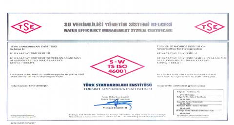 Su Verimliliği Yönetim Sistemi Belgesi