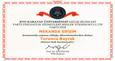 Tıp Fakültesi - Sağlık Bilimleri Fakültesi - Sağlık Hizmetleri Meslek Yüksekokulu Mekanda Erişim Ödülü