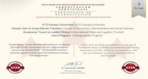 Uluslararası Ticaret ve Lojistik Bölümü Akreditasyon Belgesi